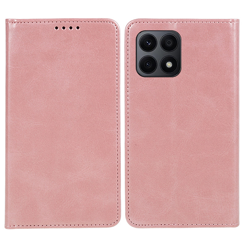 For Honor X8a 5G Business Style PU Leather Phone Case Calf Texture Magnetic Closing Stand Wallet Cover