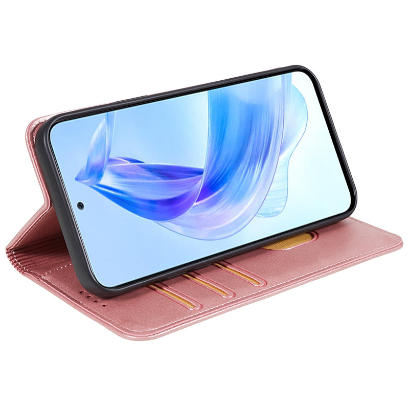 For Honor X8a 5G Business Style PU Leather Phone Case Calf Texture Magnetic Closing Stand Wallet Cover