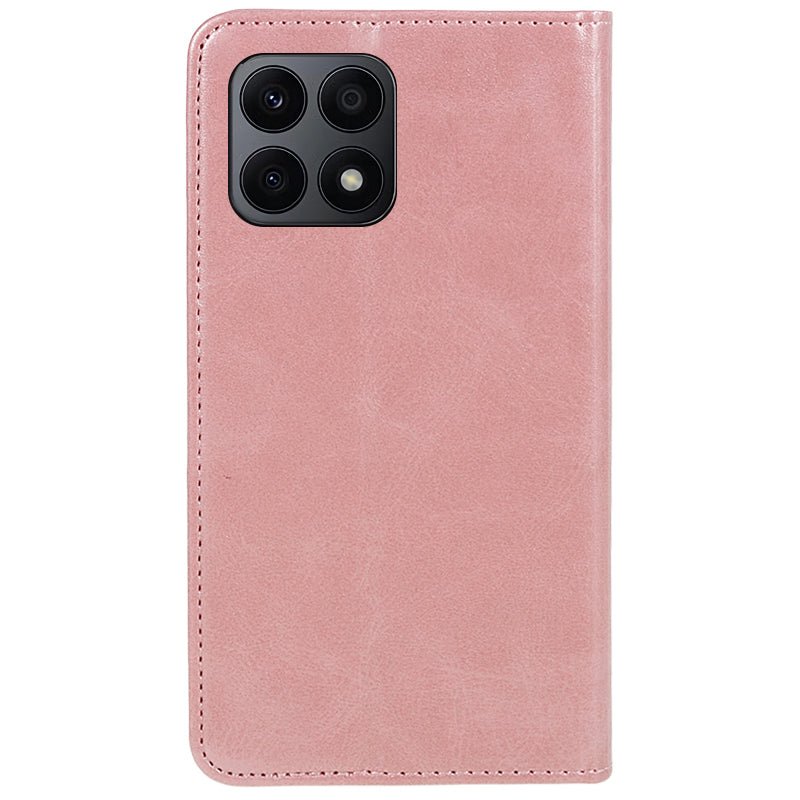 For Honor X8a 5G Business Style PU Leather Phone Case Calf Texture Magnetic Closing Stand Wallet Cover