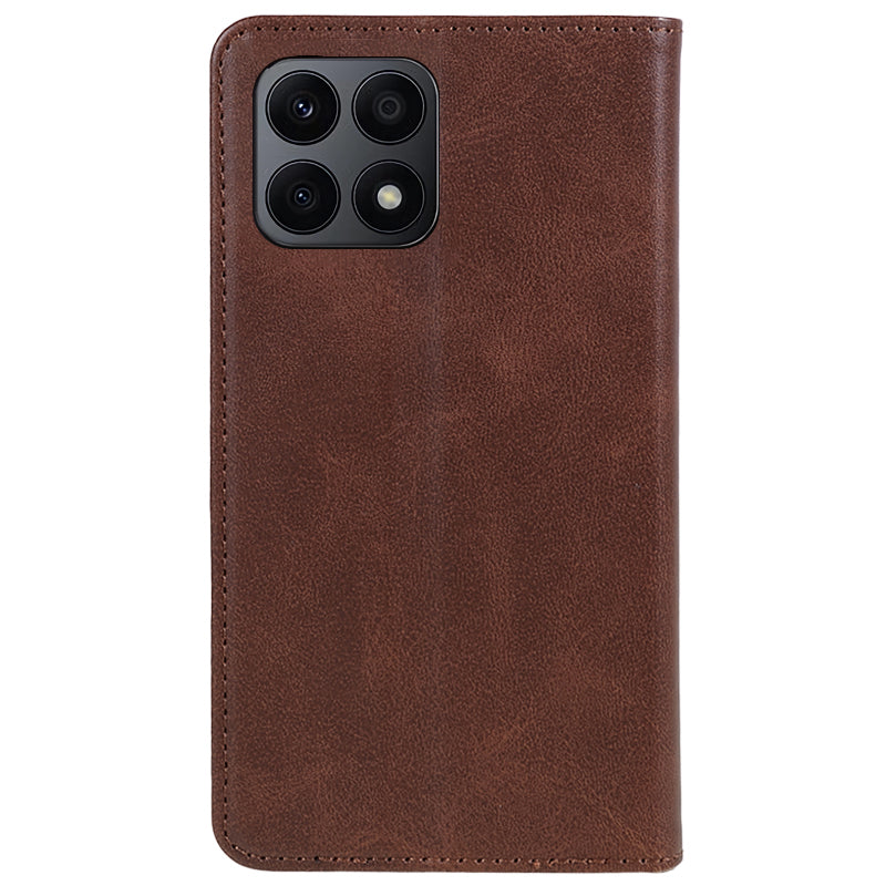 For Honor X8a 5G Business Style PU Leather Phone Case Calf Texture Magnetic Closing Stand Wallet Cover