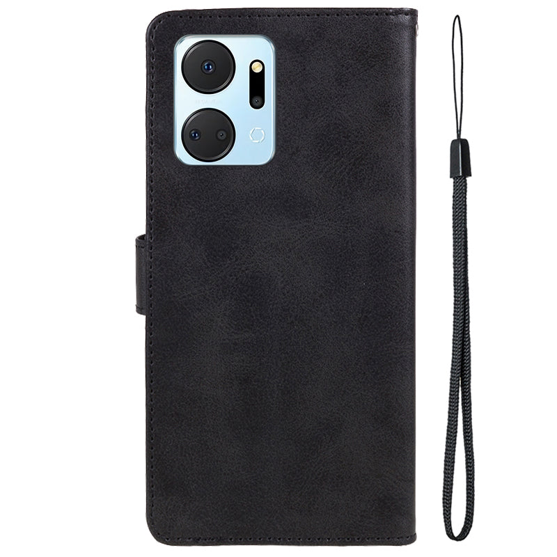 For Honor X7a 5G Slim-Fit Calf Texture Smartphone Case PU Leather Wallet Shell Stand Phone Cover