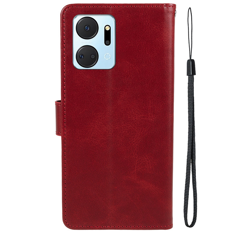 For Honor X7a 5G Slim-Fit Calf Texture Smartphone Case PU Leather Wallet Shell Stand Phone Cover