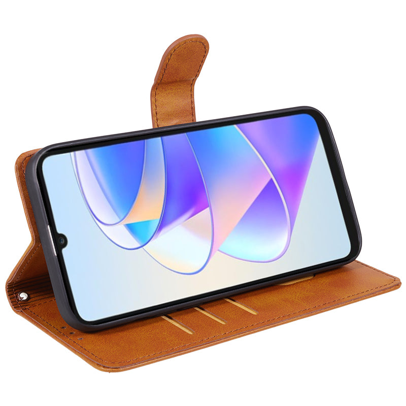 For Honor X7a 5G Slim-Fit Calf Texture Smartphone Case PU Leather Wallet Shell Stand Phone Cover