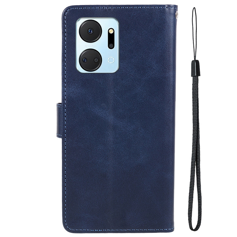 For Honor X7a 5G Slim-Fit Calf Texture Smartphone Case PU Leather Wallet Shell Stand Phone Cover