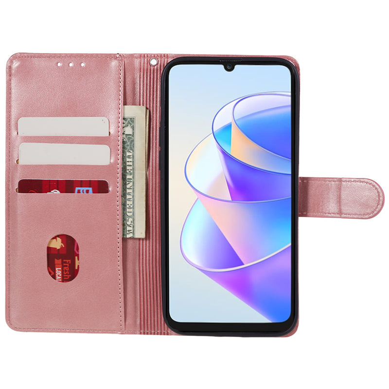For Honor X7a 5G Slim-Fit Calf Texture Smartphone Case PU Leather Wallet Shell Stand Phone Cover