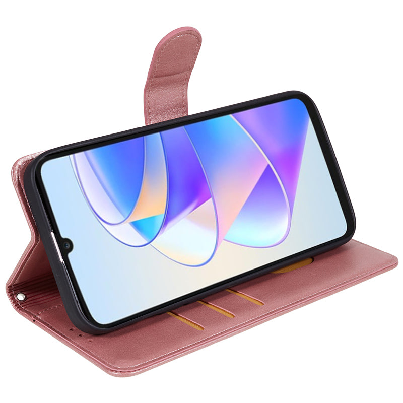 For Honor X7a 5G Slim-Fit Calf Texture Smartphone Case PU Leather Wallet Shell Stand Phone Cover