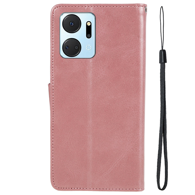 For Honor X7a 5G Slim-Fit Calf Texture Smartphone Case PU Leather Wallet Shell Stand Phone Cover