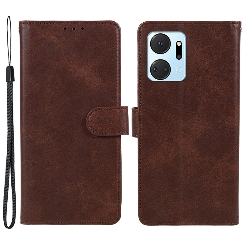 For Honor X7a 5G Slim-Fit Calf Texture Smartphone Case PU Leather Wallet Shell Stand Phone Cover