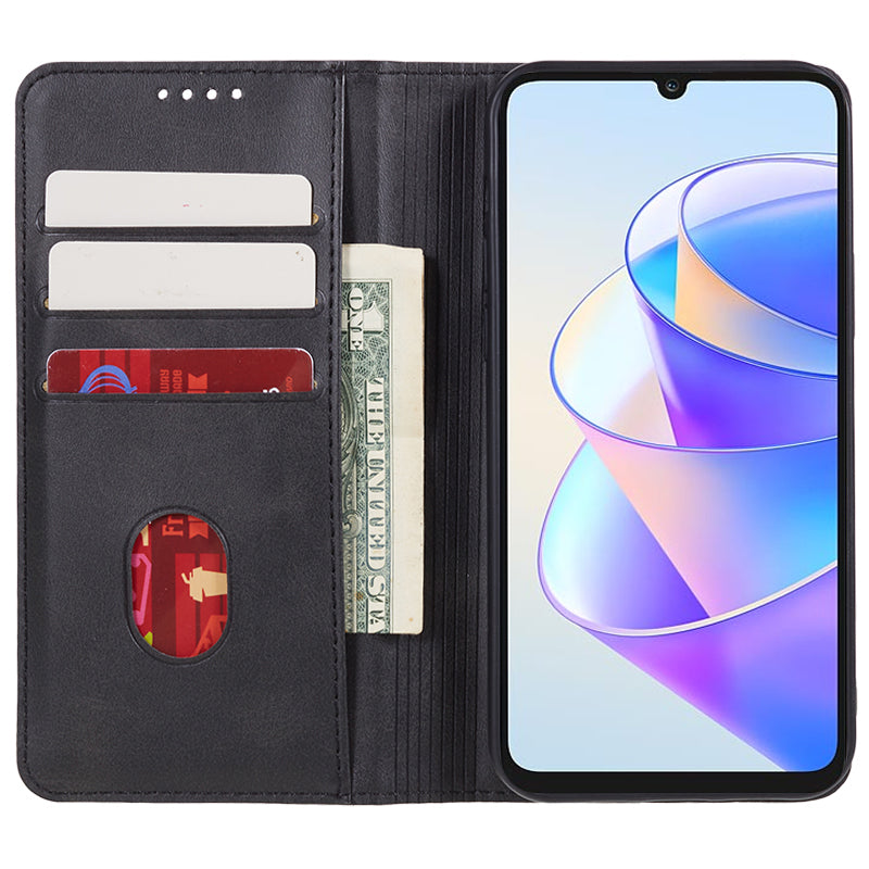 For Honor X7a 5G Phone Case Anti-Scratch PU Leather Calf Texture Magnetic Closing Stand Wallet Cover