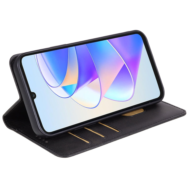 For Honor X7a 5G Phone Case Anti-Scratch PU Leather Calf Texture Magnetic Closing Stand Wallet Cover