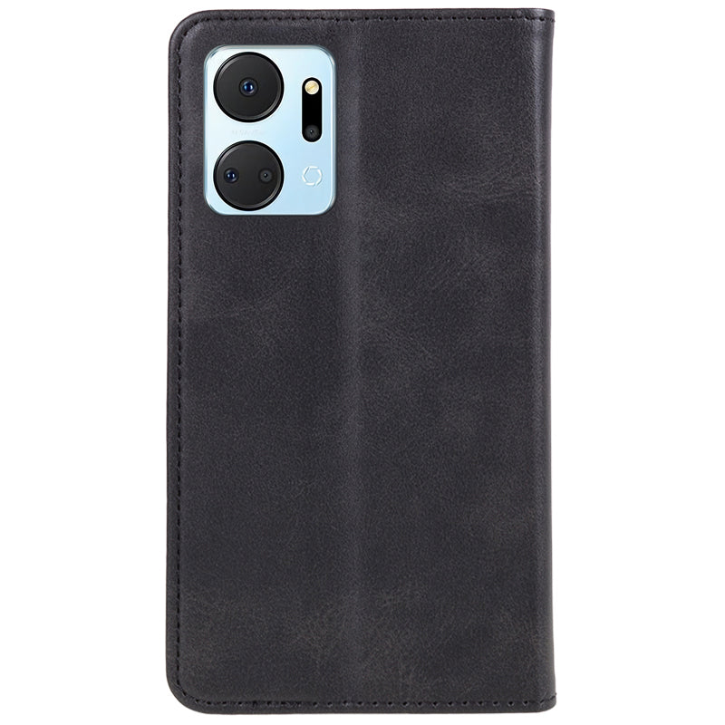 For Honor X7a 5G Phone Case Anti-Scratch PU Leather Calf Texture Magnetic Closing Stand Wallet Cover