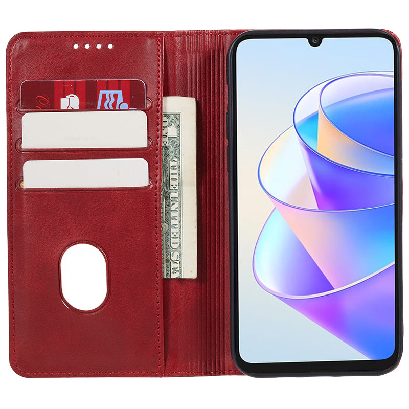 For Honor X7a 5G Phone Case Anti-Scratch PU Leather Calf Texture Magnetic Closing Stand Wallet Cover