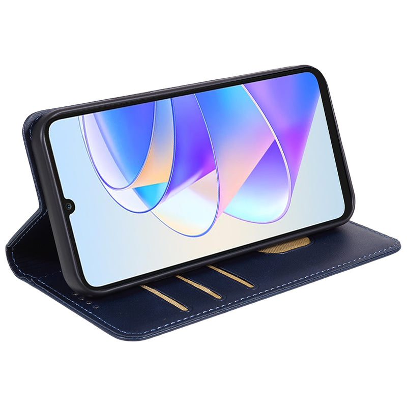 For Honor X7a 5G Phone Case Anti-Scratch PU Leather Calf Texture Magnetic Closing Stand Wallet Cover