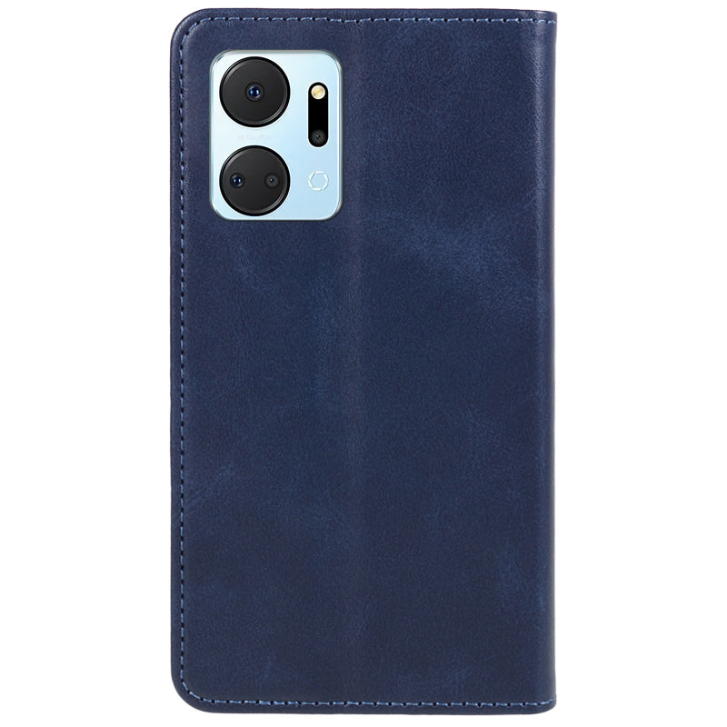 For Honor X7a 5G Phone Case Anti-Scratch PU Leather Calf Texture Magnetic Closing Stand Wallet Cover