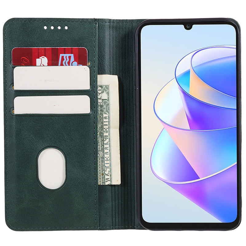 For Honor X7a 5G Phone Case Anti-Scratch PU Leather Calf Texture Magnetic Closing Stand Wallet Cover