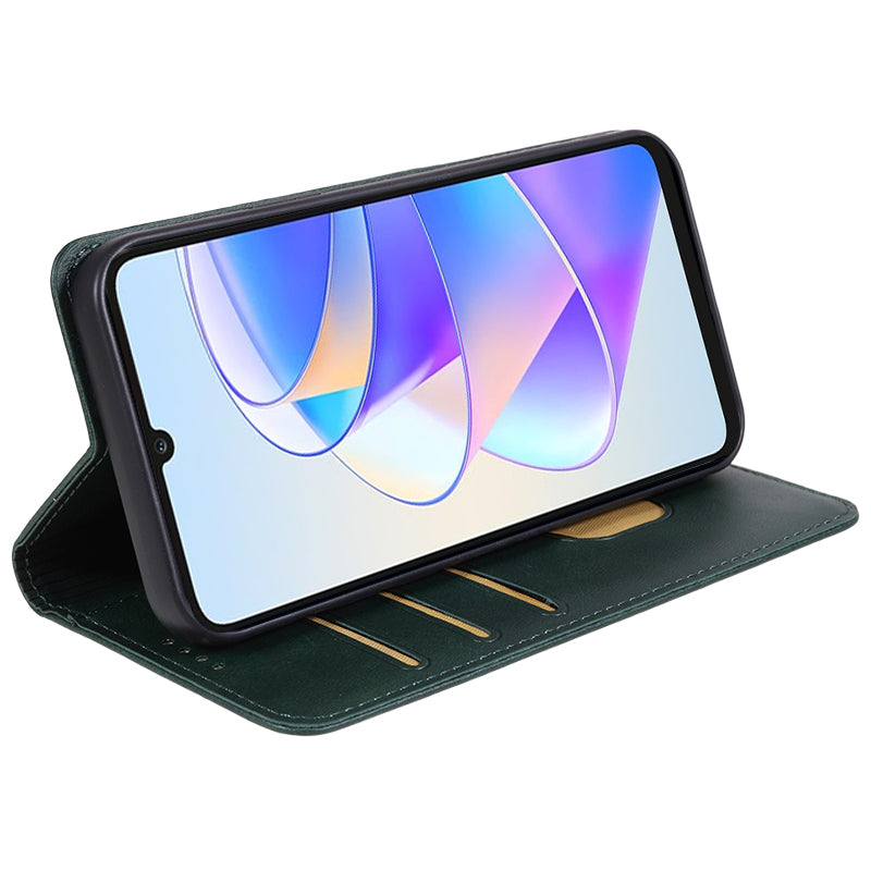For Honor X7a 5G Phone Case Anti-Scratch PU Leather Calf Texture Magnetic Closing Stand Wallet Cover