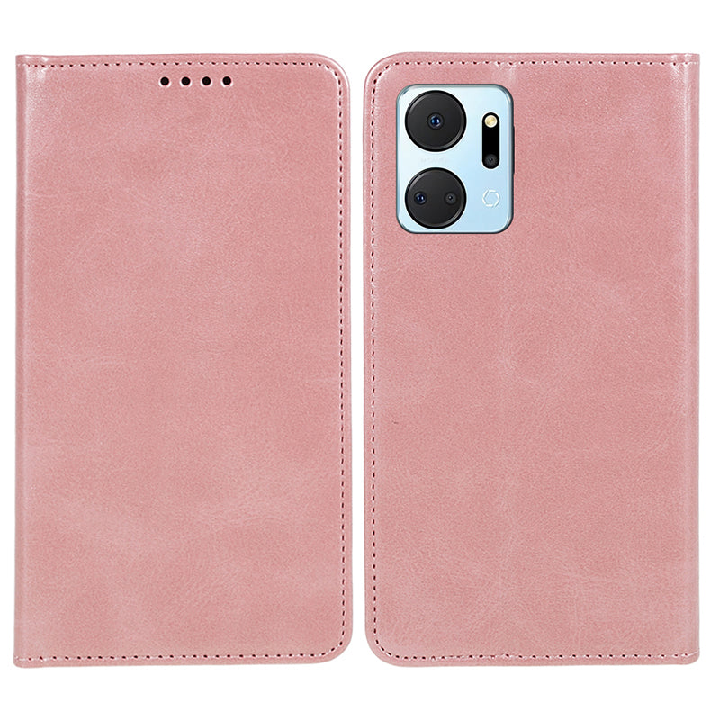 For Honor X7a 5G Phone Case Anti-Scratch PU Leather Calf Texture Magnetic Closing Stand Wallet Cover