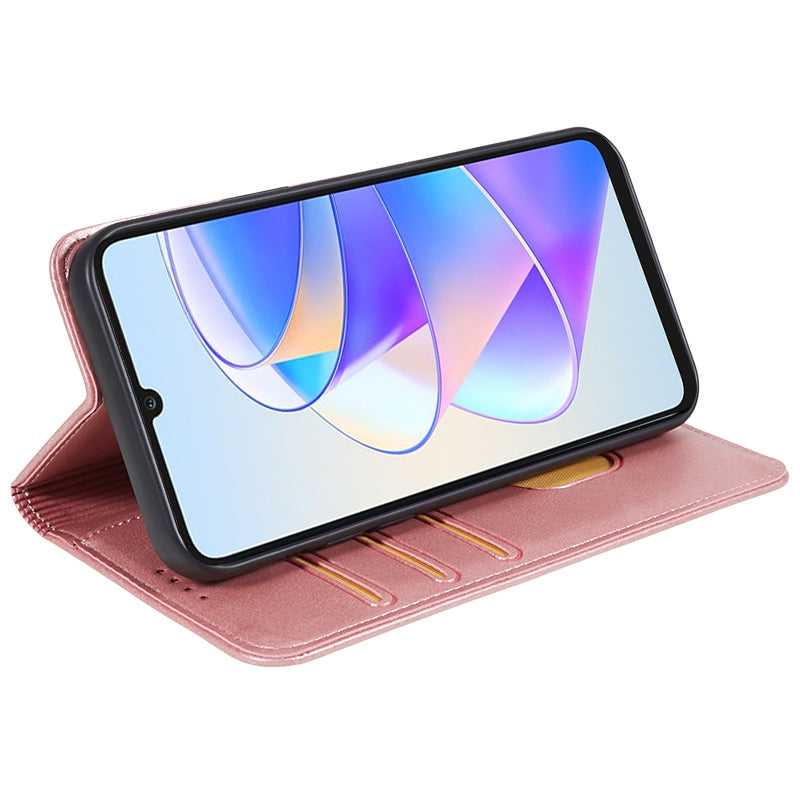For Honor X7a 5G Phone Case Anti-Scratch PU Leather Calf Texture Magnetic Closing Stand Wallet Cover