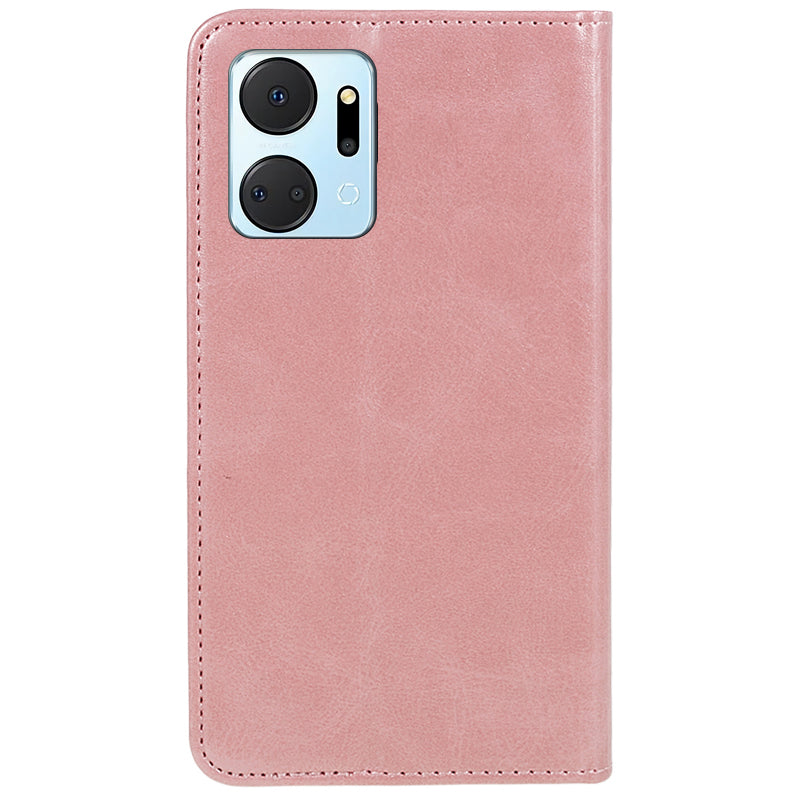 For Honor X7a 5G Phone Case Anti-Scratch PU Leather Calf Texture Magnetic Closing Stand Wallet Cover