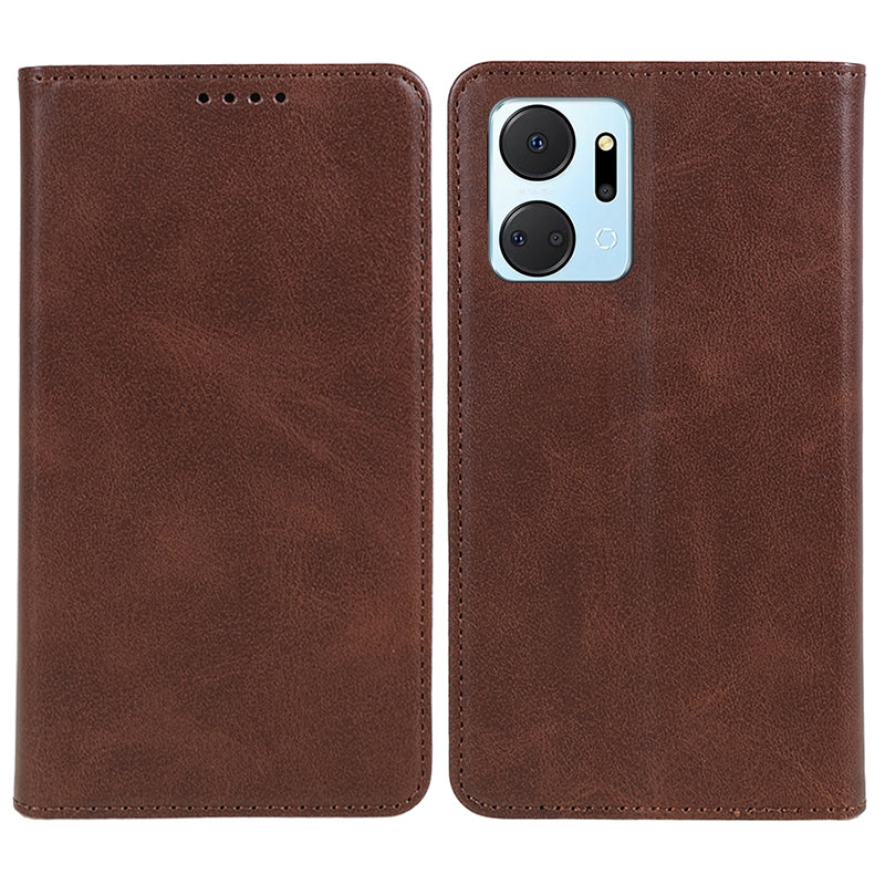 For Honor X7a 5G Phone Case Anti-Scratch PU Leather Calf Texture Magnetic Closing Stand Wallet Cover