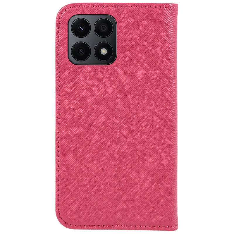 For Honor X8a 5G Wallet Case Cross Texture Magnetic Stand PU Leather Phone Cover