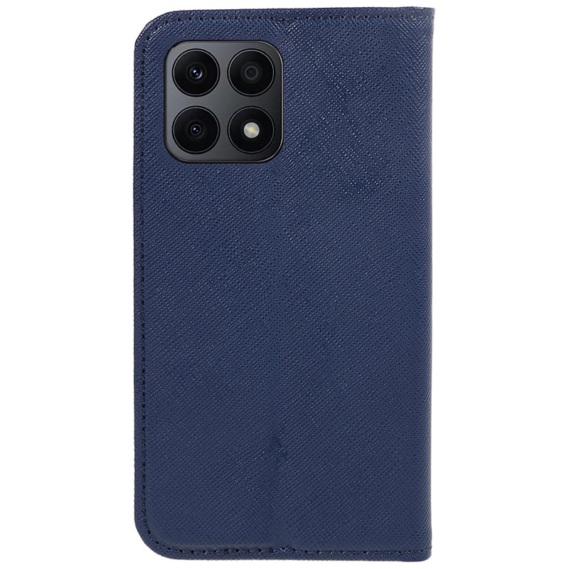 For Honor X8a 5G Wallet Case Cross Texture Magnetic Stand PU Leather Phone Cover