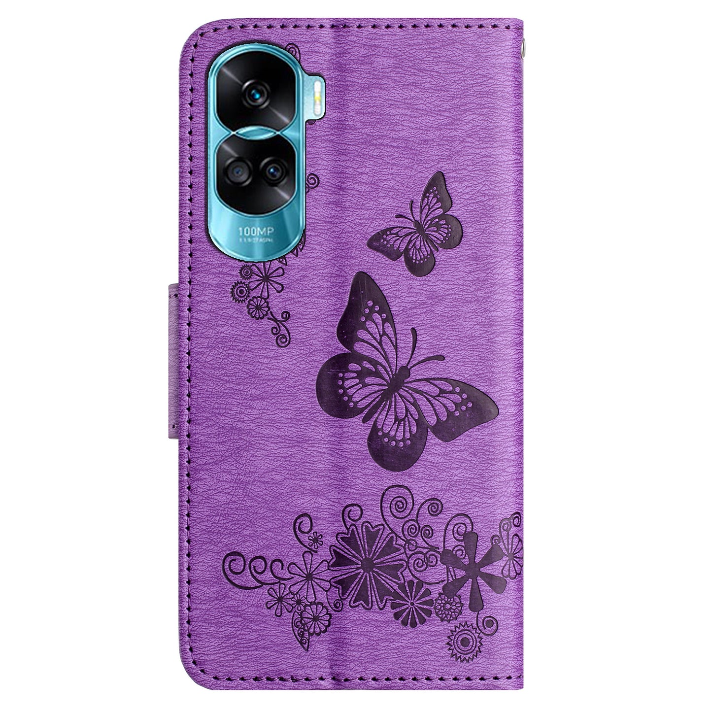 For Honor 90 Lite 5G / X50i 5G Butterflies Flower Imprinting Stand Phone Cover Leather Wallet Case
