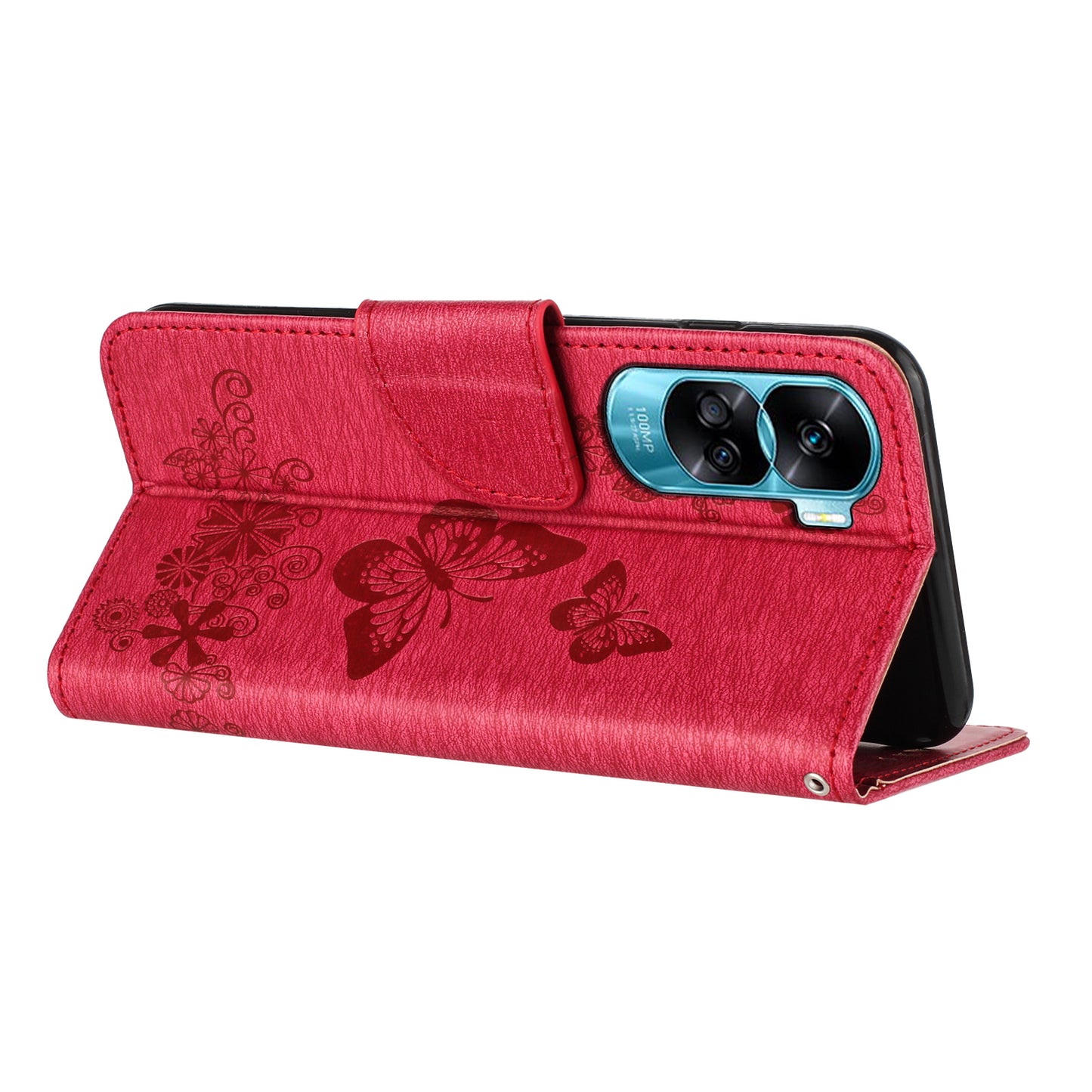 For Honor 90 Lite 5G / X50i 5G Butterflies Flower Imprinting Stand Phone Cover Leather Wallet Case