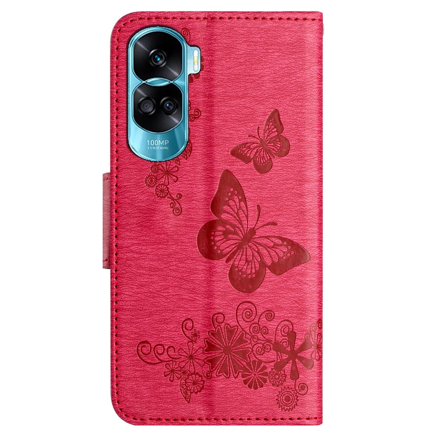 For Honor 90 Lite 5G / X50i 5G Butterflies Flower Imprinting Stand Phone Cover Leather Wallet Case