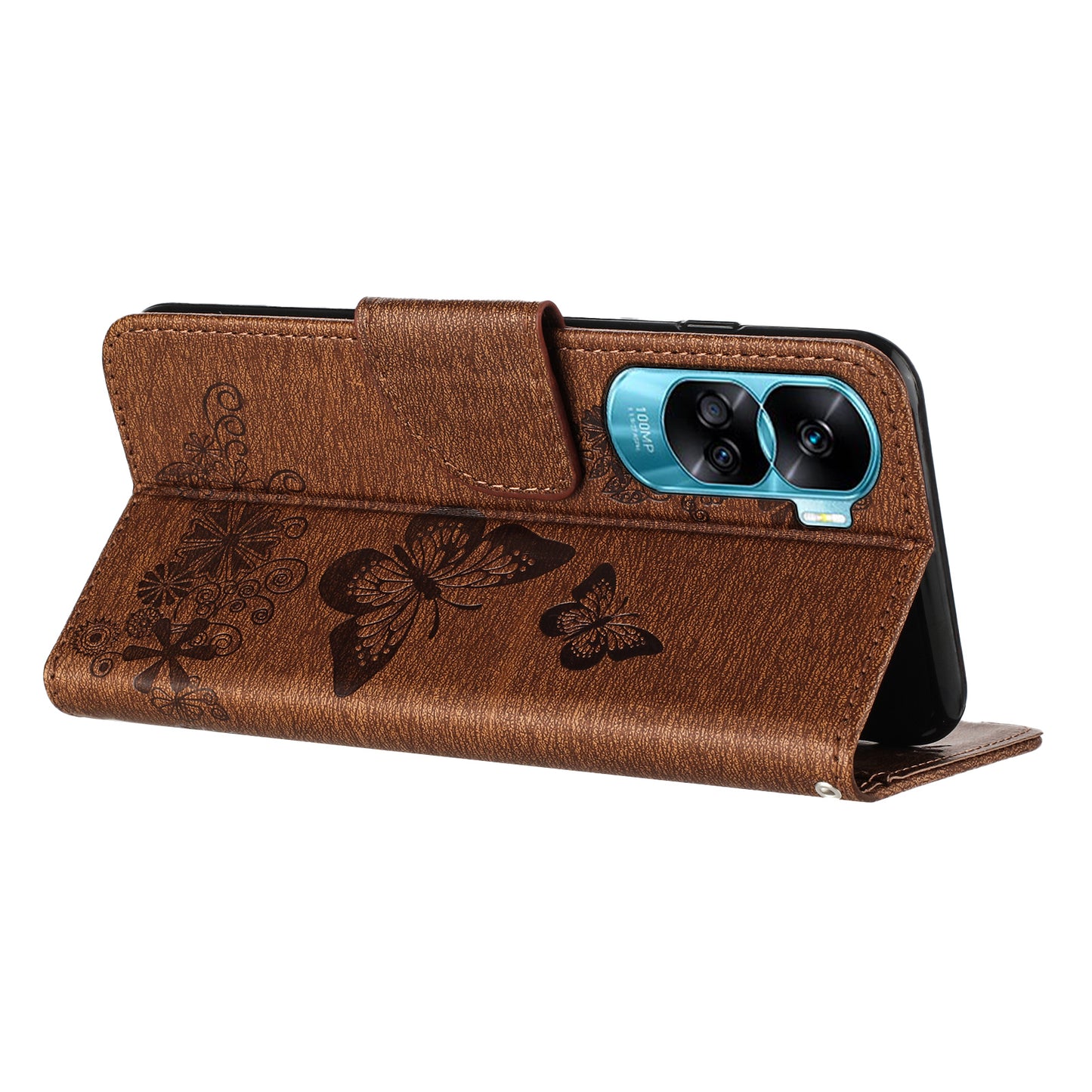 For Honor 90 Lite 5G / X50i 5G Butterflies Flower Imprinting Stand Phone Cover Leather Wallet Case