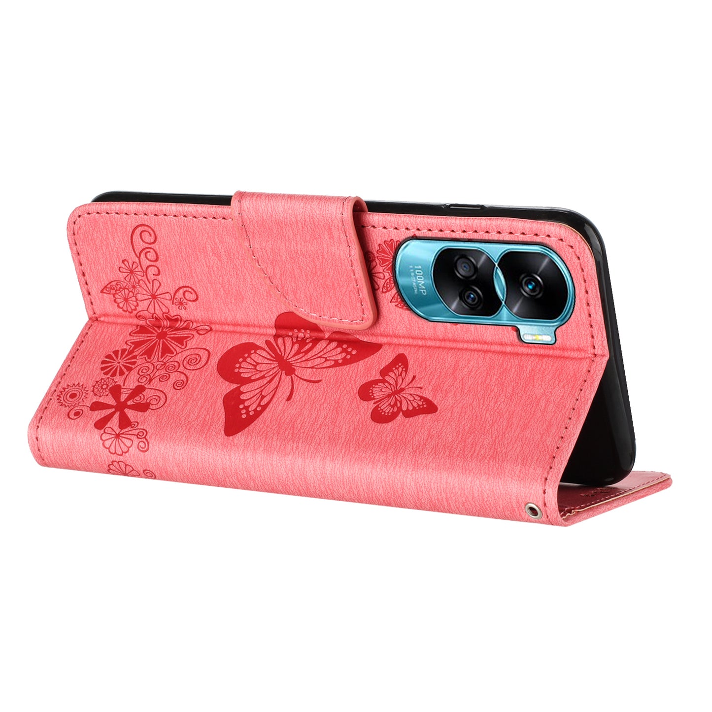 For Honor 90 Lite 5G / X50i 5G Butterflies Flower Imprinting Stand Phone Cover Leather Wallet Case