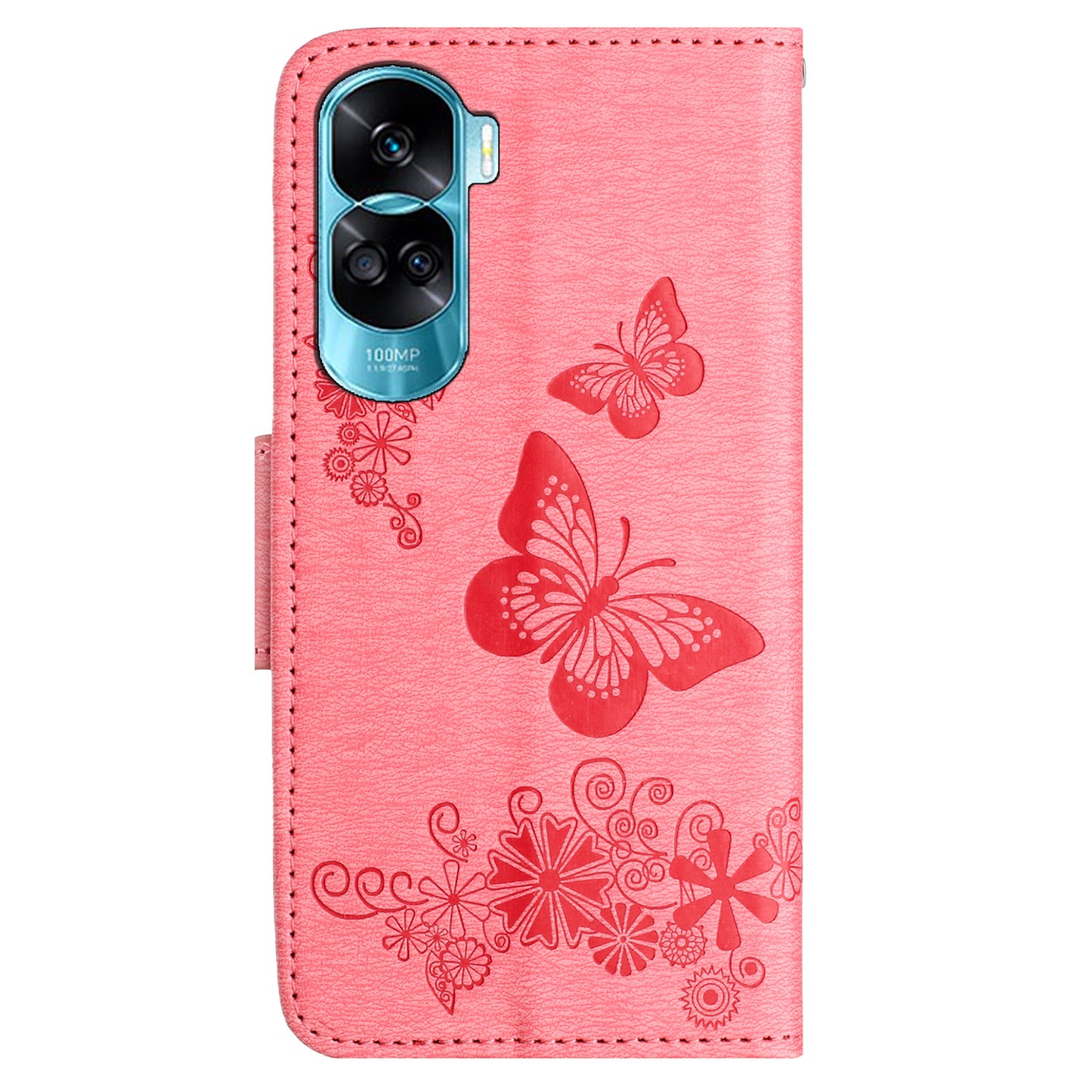 For Honor 90 Lite 5G / X50i 5G Butterflies Flower Imprinting Stand Phone Cover Leather Wallet Case