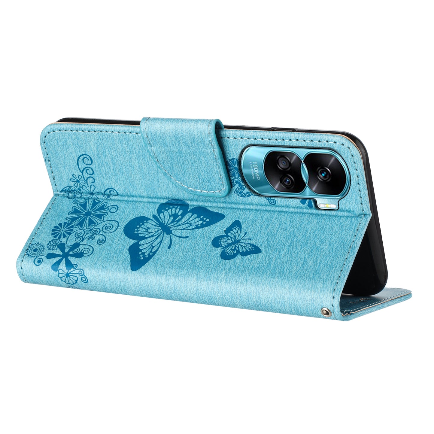 For Honor 90 Lite 5G / X50i 5G Butterflies Flower Imprinting Stand Phone Cover Leather Wallet Case