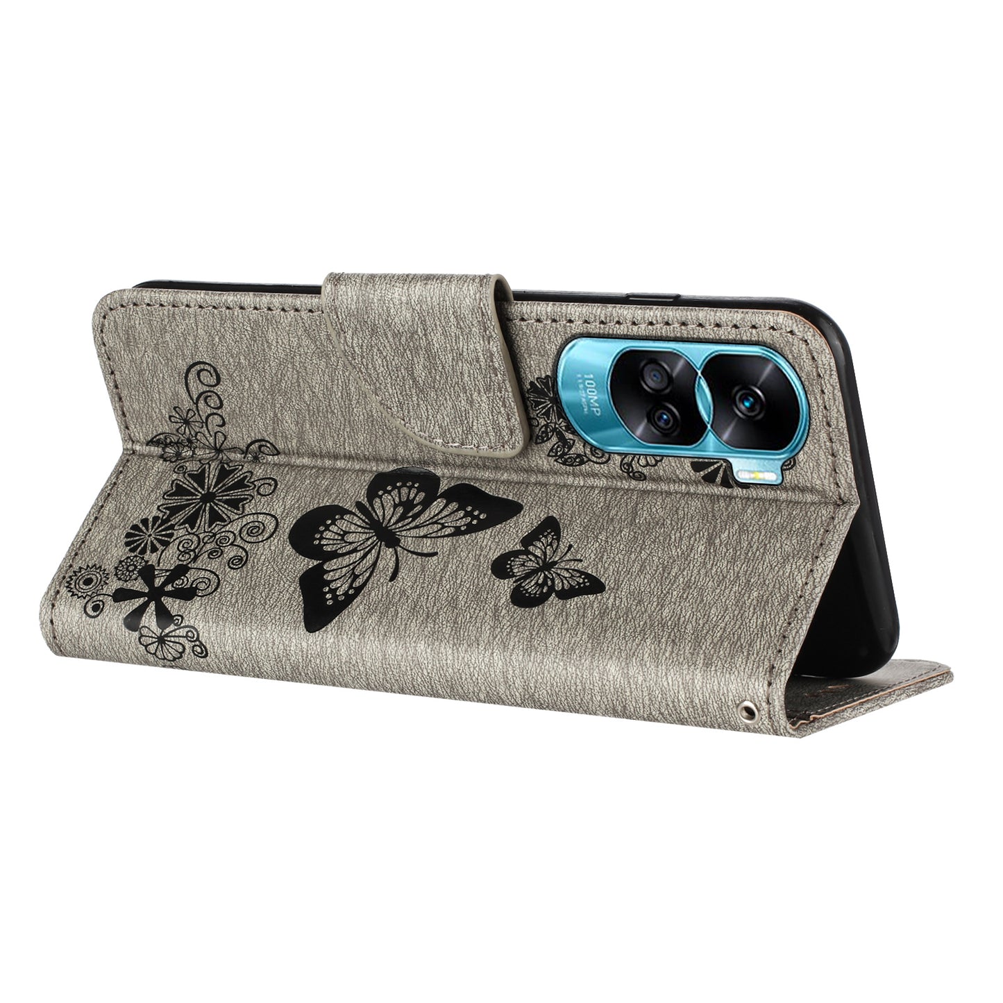 For Honor 90 Lite 5G / X50i 5G Butterflies Flower Imprinting Stand Phone Cover Leather Wallet Case