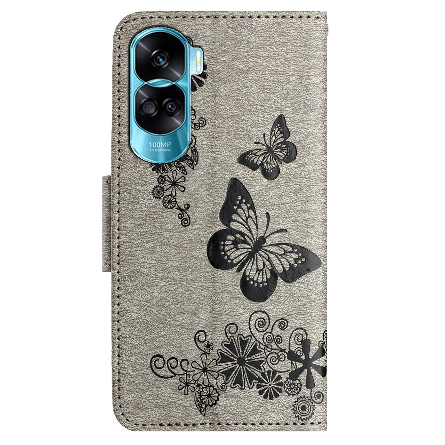 For Honor 90 Lite 5G / X50i 5G Butterflies Flower Imprinting Stand Phone Cover Leather Wallet Case