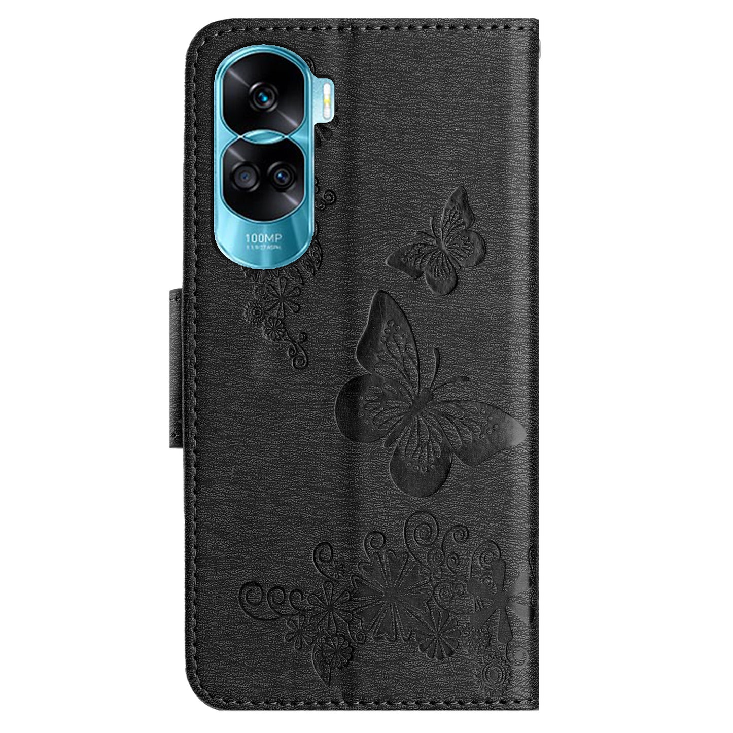 For Honor 90 Lite 5G / X50i 5G Butterflies Flower Imprinting Stand Phone Cover Leather Wallet Case