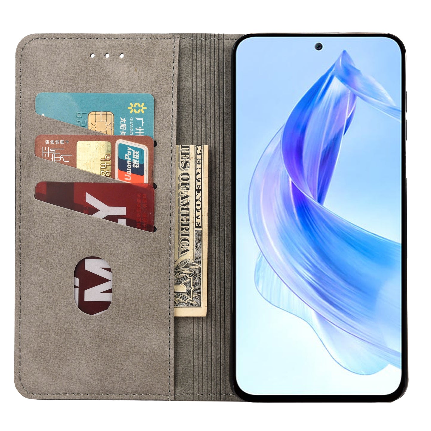 For Honor 90 Lite 5G/X50i 5G Shockproof Skin-touch Cell Phone Leather Case Wallet Phone Stand Cover