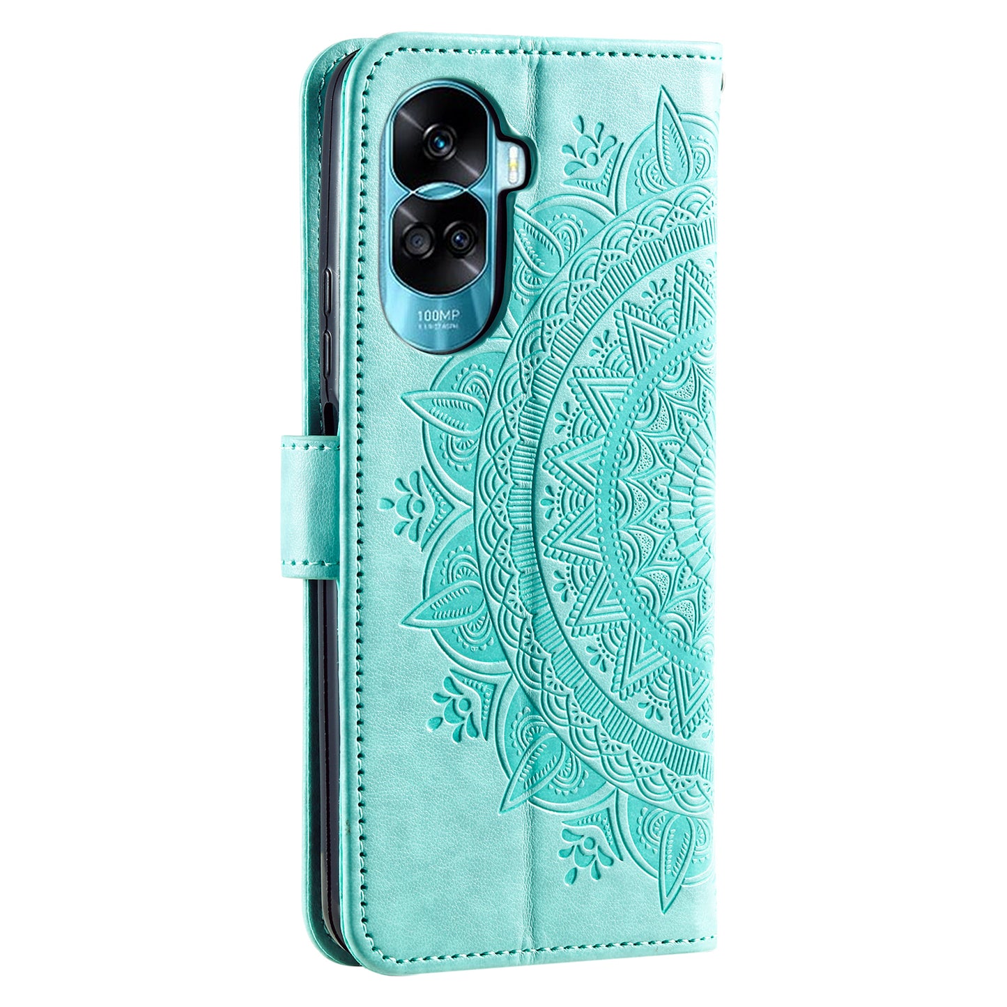 For Honor 90 Lite 5G / X50i 5G Leather Wallet Phone Cover Mandala Flower Imprint Stand Case with Strap