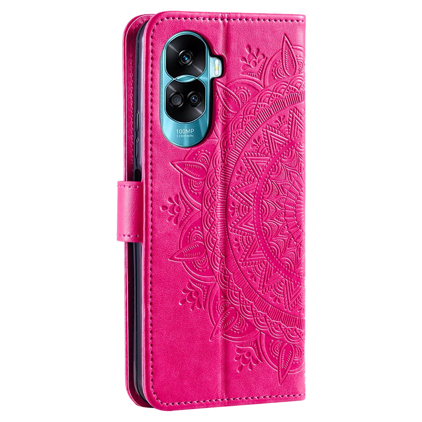 For Honor 90 Lite 5G / X50i 5G Leather Wallet Phone Cover Mandala Flower Imprint Stand Case with Strap
