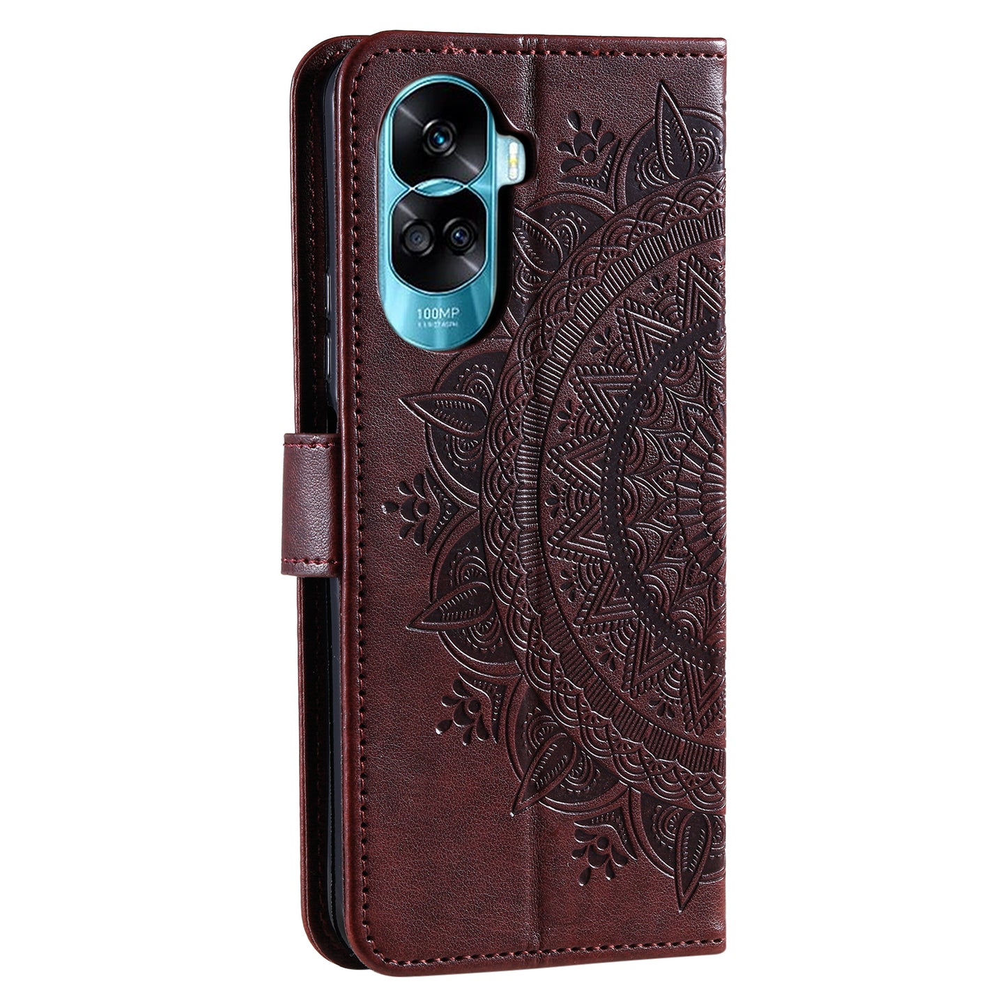 For Honor 90 Lite 5G / X50i 5G Leather Wallet Phone Cover Mandala Flower Imprint Stand Case with Strap
