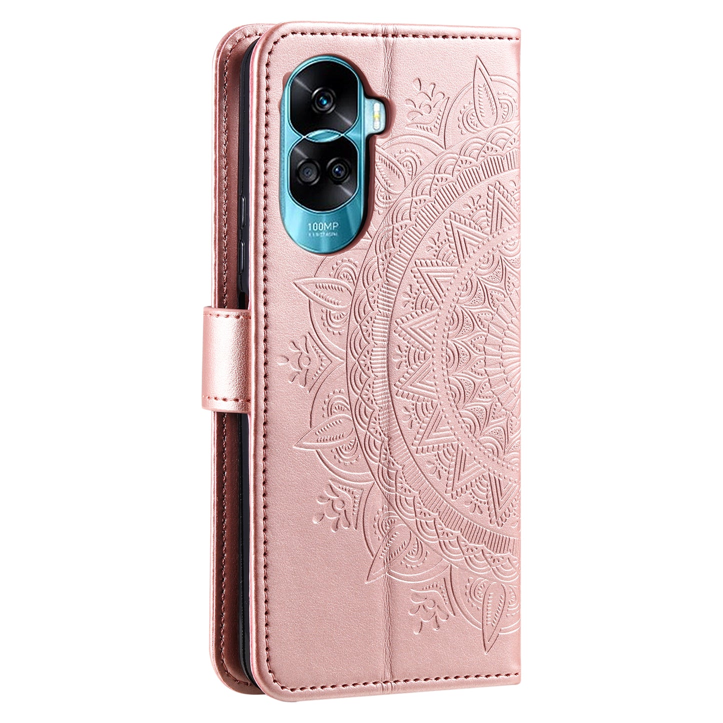 For Honor 90 Lite 5G / X50i 5G Leather Wallet Phone Cover Mandala Flower Imprint Stand Case with Strap
