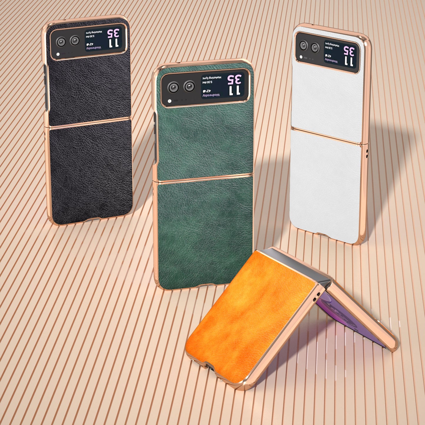 For Motorola Razr 40 5G Litchi Texture PU Leather+PC Back Case Nano Electroplating Phone Cover