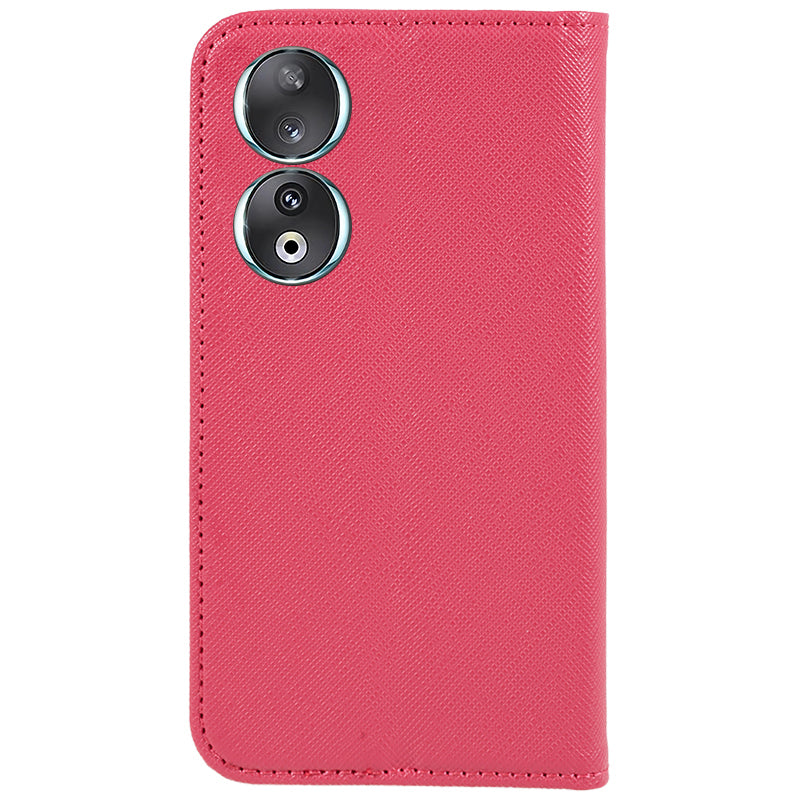 For Honor 90 PU Leather Wallet Stand Anti-drop Case Cross Texture Magnetic Closing Phone Cover