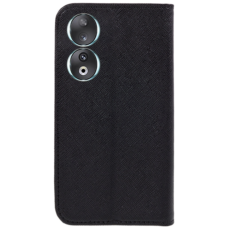 For Honor 90 PU Leather Wallet Stand Anti-drop Case Cross Texture Magnetic Closing Phone Cover