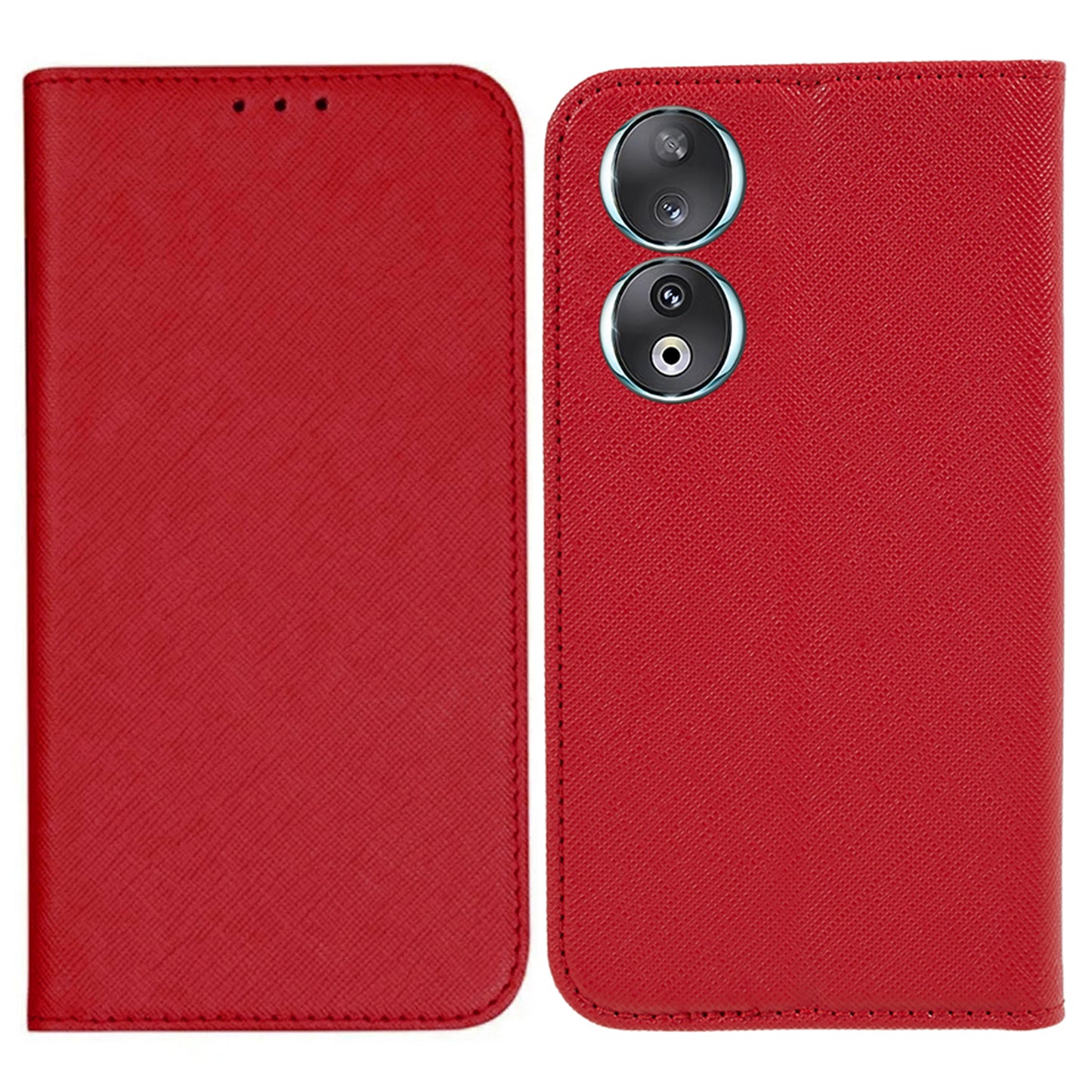 For Honor 90 PU Leather Wallet Stand Anti-drop Case Cross Texture Magnetic Closing Phone Cover