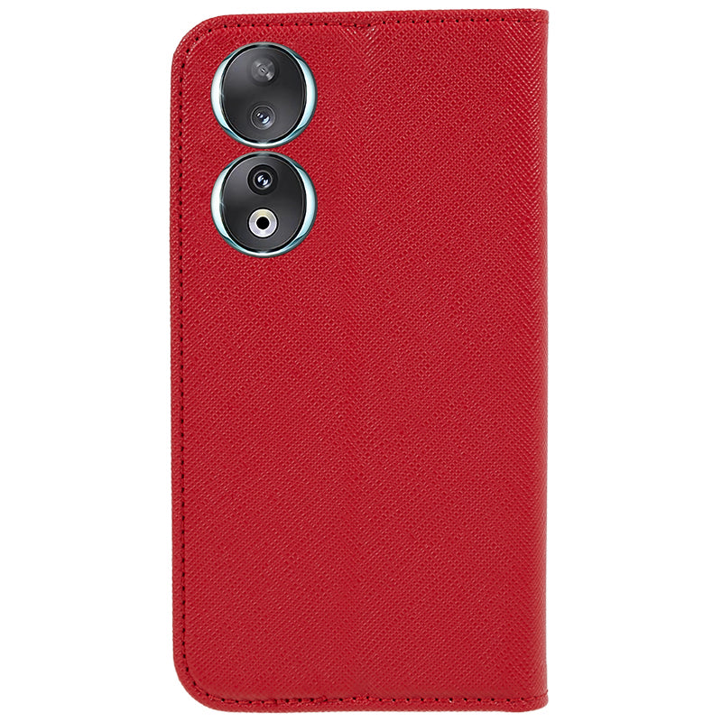 For Honor 90 PU Leather Wallet Stand Anti-drop Case Cross Texture Magnetic Closing Phone Cover