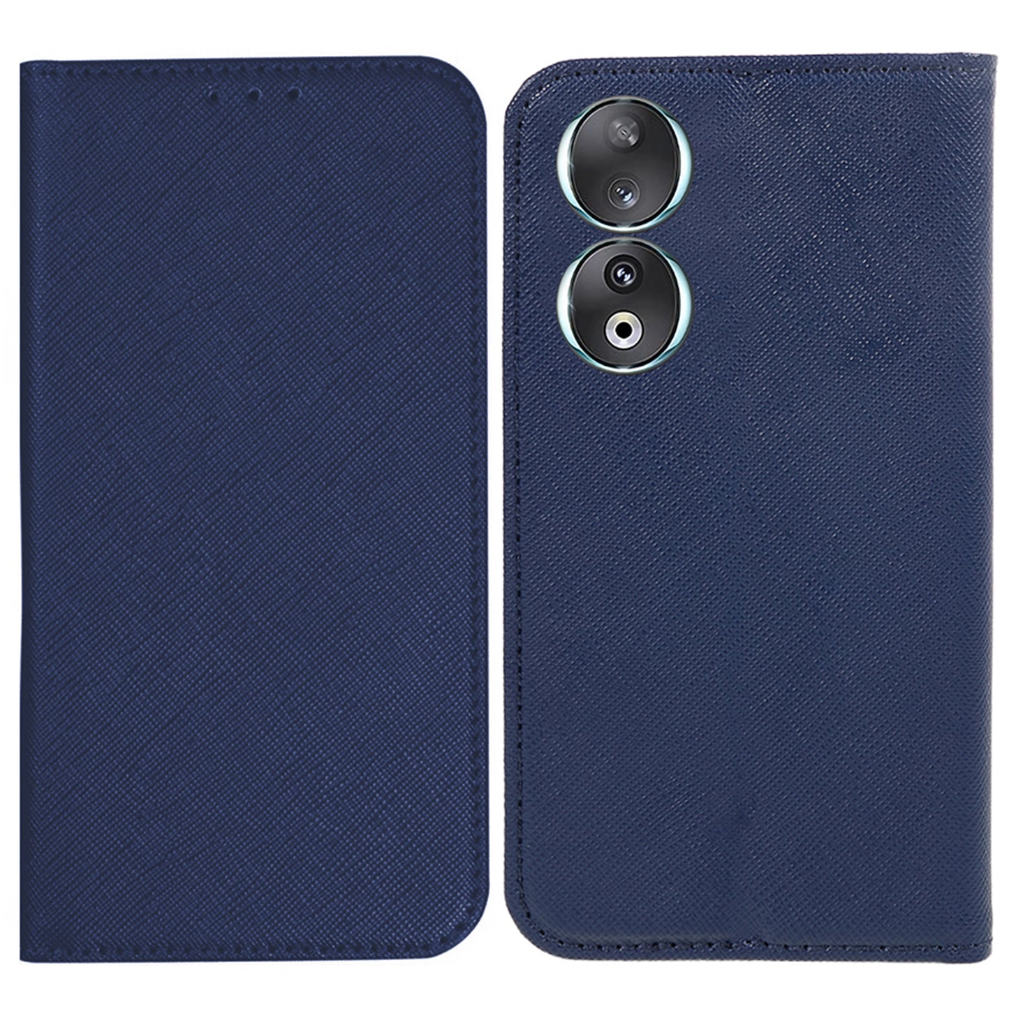 For Honor 90 PU Leather Wallet Stand Anti-drop Case Cross Texture Magnetic Closing Phone Cover