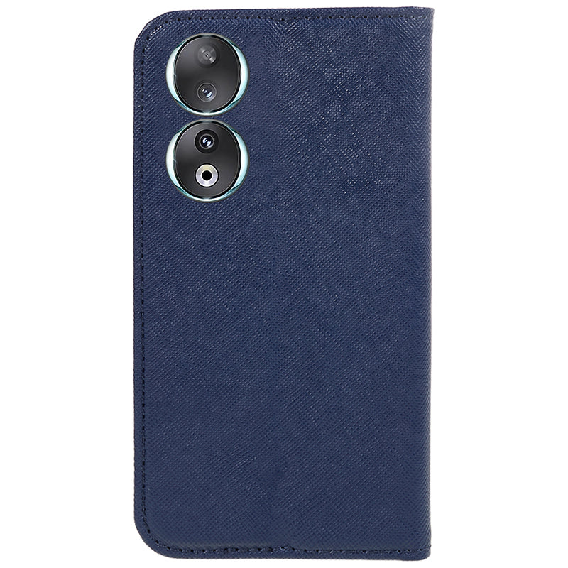 For Honor 90 PU Leather Wallet Stand Anti-drop Case Cross Texture Magnetic Closing Phone Cover