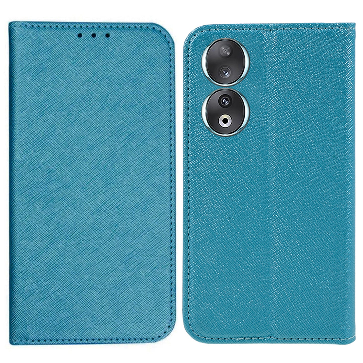 For Honor 90 PU Leather Wallet Stand Anti-drop Case Cross Texture Magnetic Closing Phone Cover