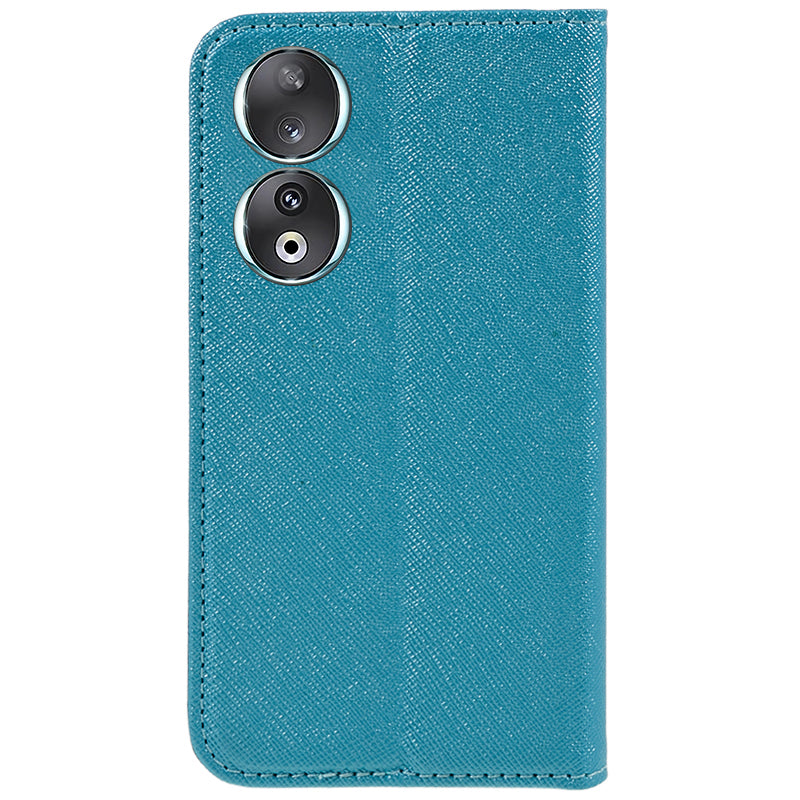 For Honor 90 PU Leather Wallet Stand Anti-drop Case Cross Texture Magnetic Closing Phone Cover